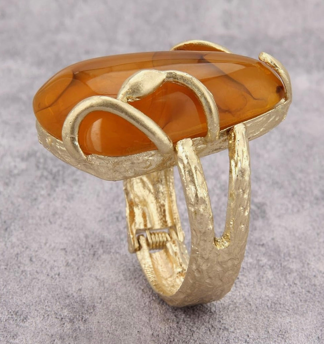 Gold Cuff Citrine Stone Bracelet