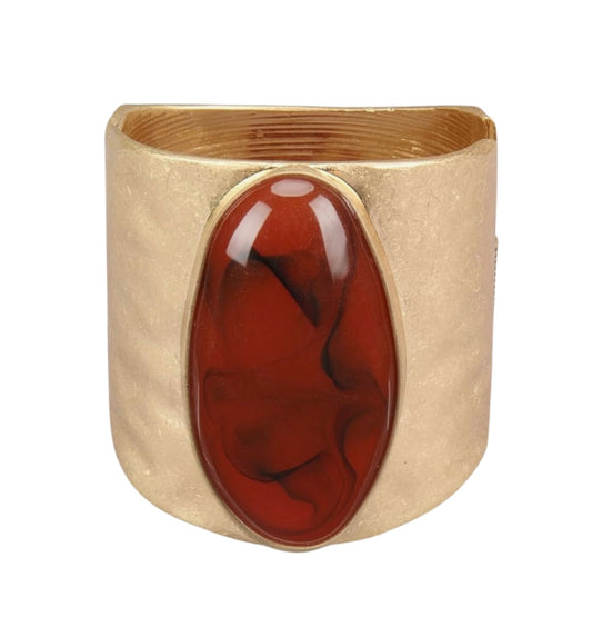 Gold Cuff Tiger Stone Bracelet