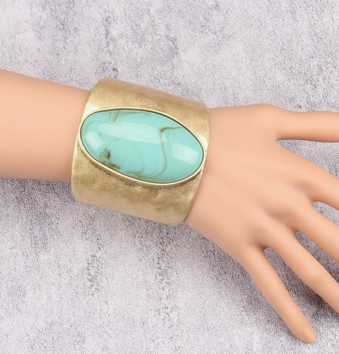 Gold Cuff Turquoise Stone Bracelet