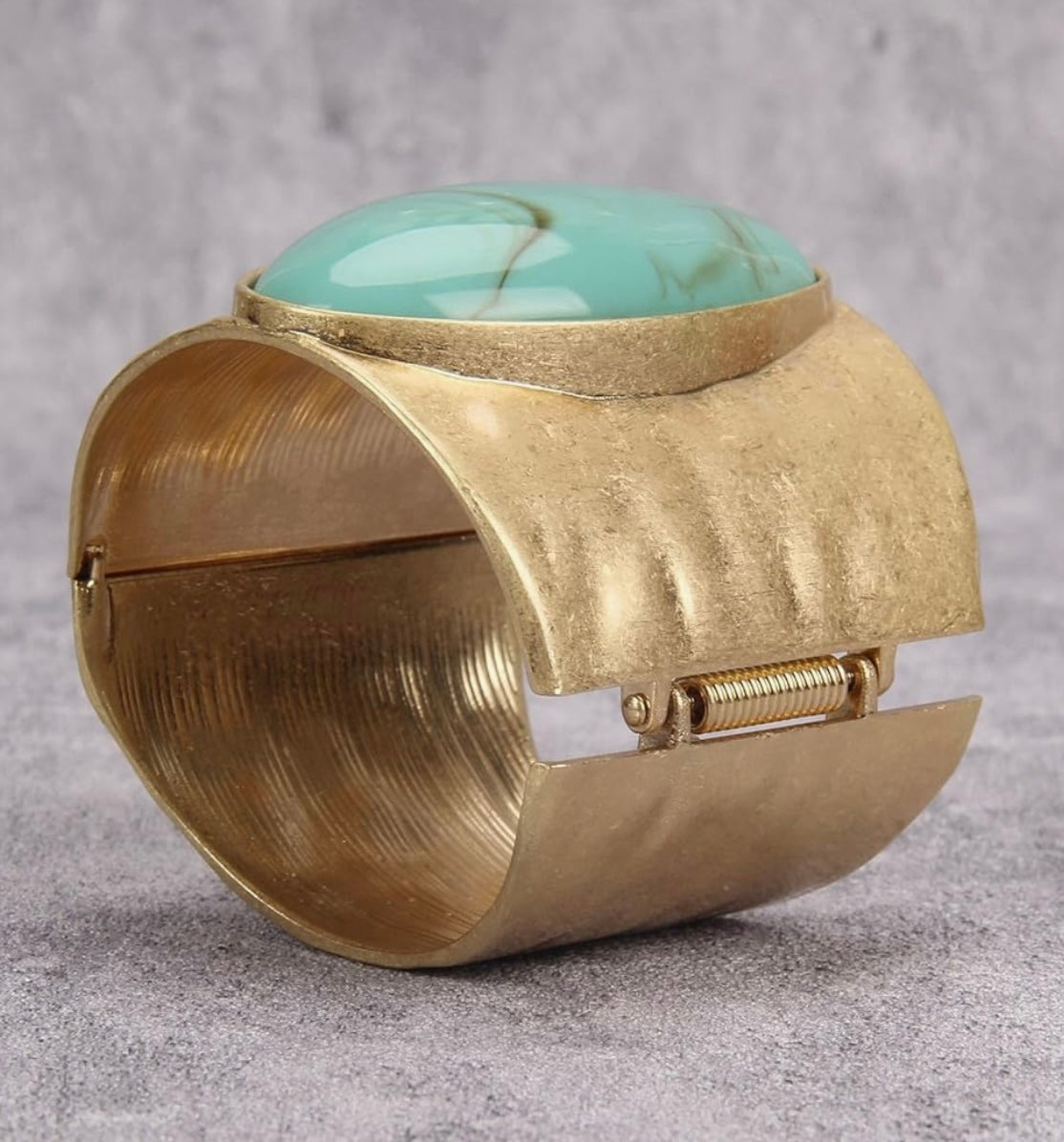 Gold Cuff Turquoise Stone Bracelet