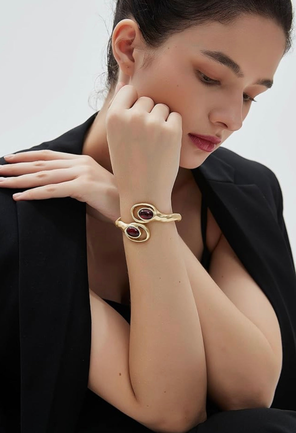 Gold Cuff Ruby Bracelet