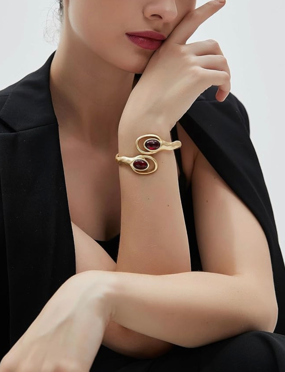 Gold Cuff Ruby Bracelet