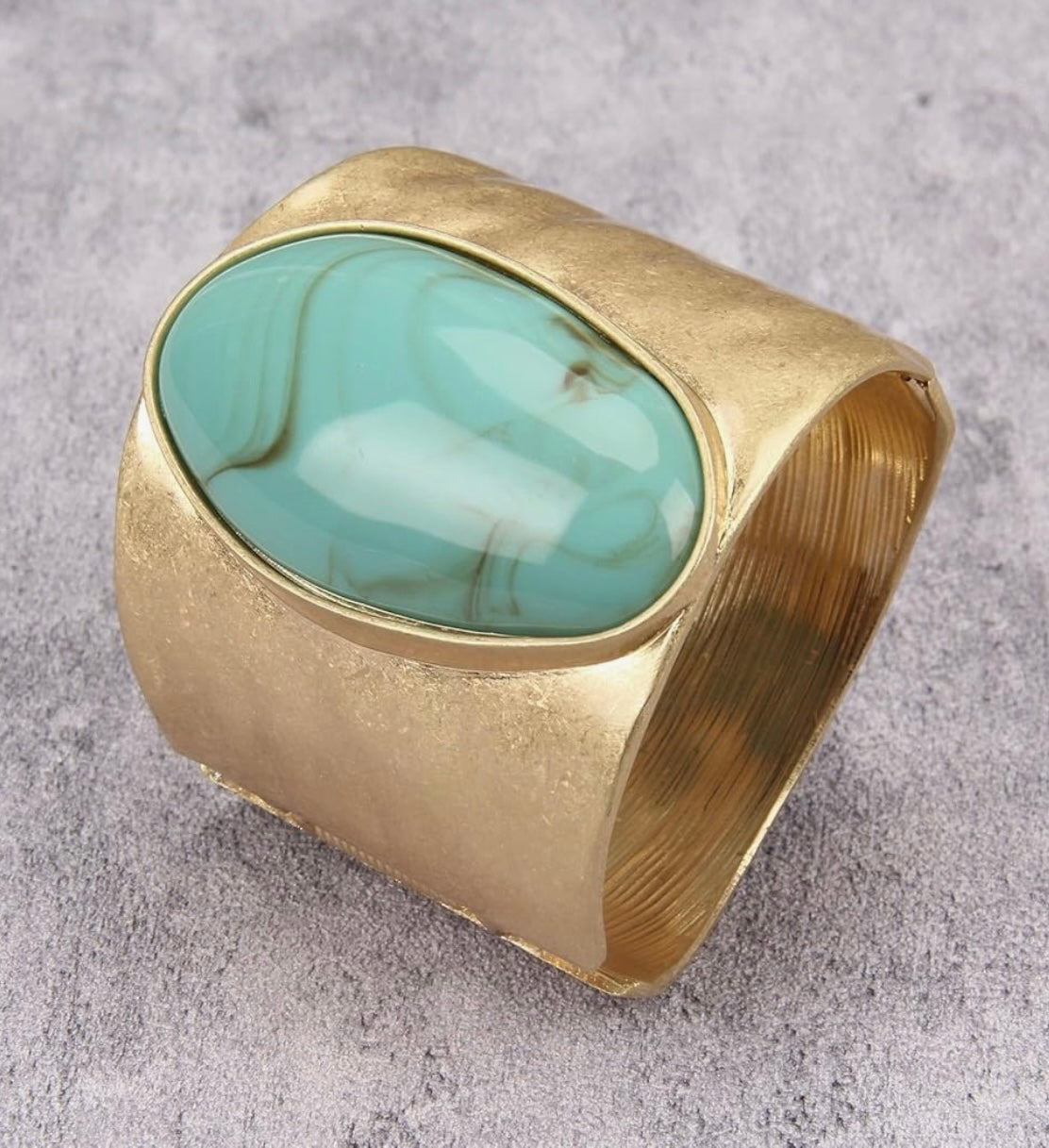 Gold Cuff Turquoise Stone Bracelet