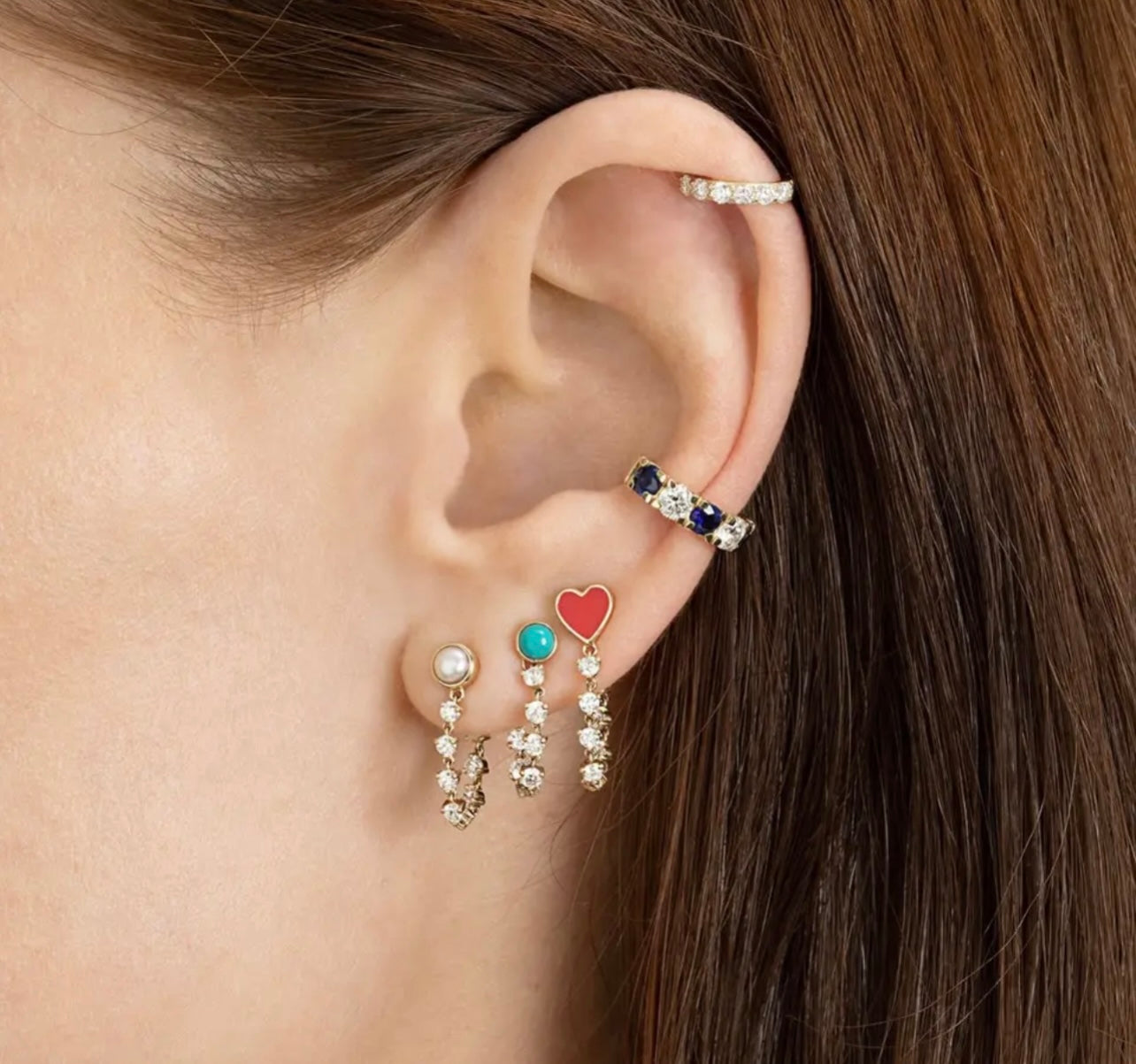 Heart and Diamond drop earrings.