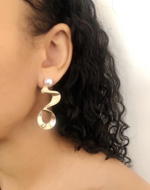 Art Deco Geometric Pearl Earrings