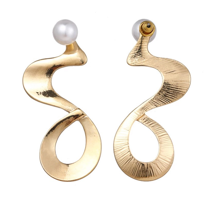 Art Deco Geometric Pearl Earrings