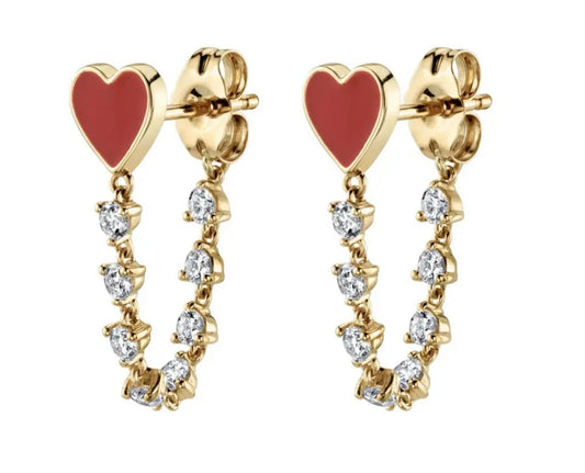 Heart and Diamond drop earrings.