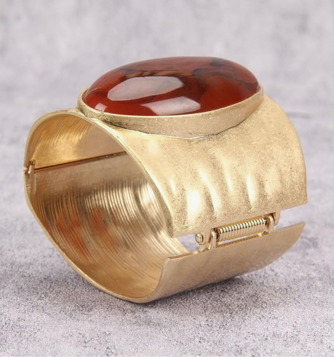 Gold Cuff Tiger Stone Bracelet
