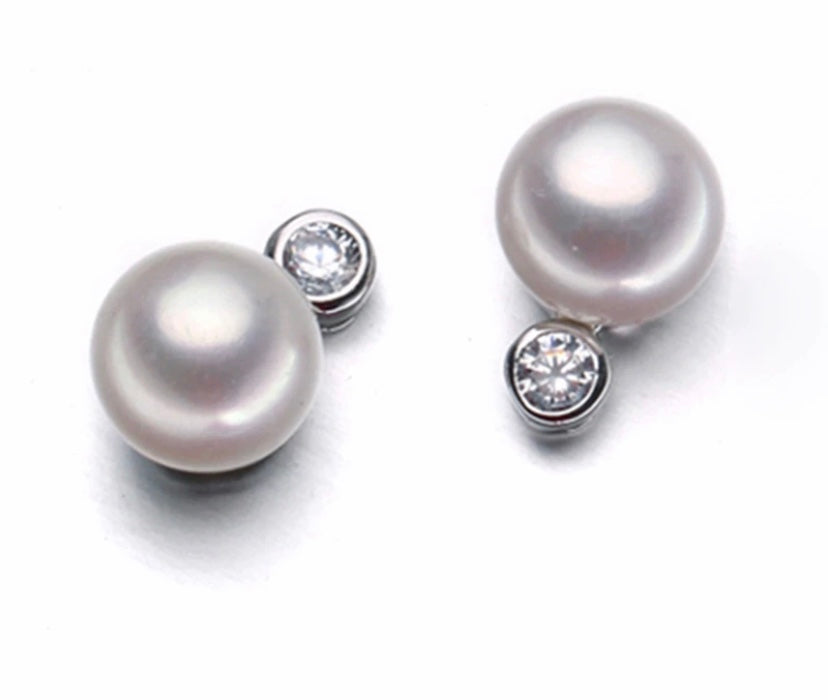 Diamond and Freshwater Pearl Earrings.
