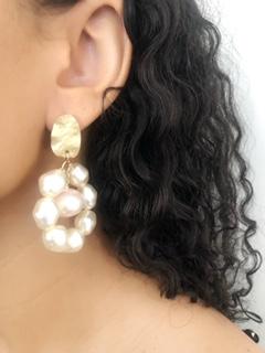 Antique White and Pink Baroque Pearl Drop Earrings.